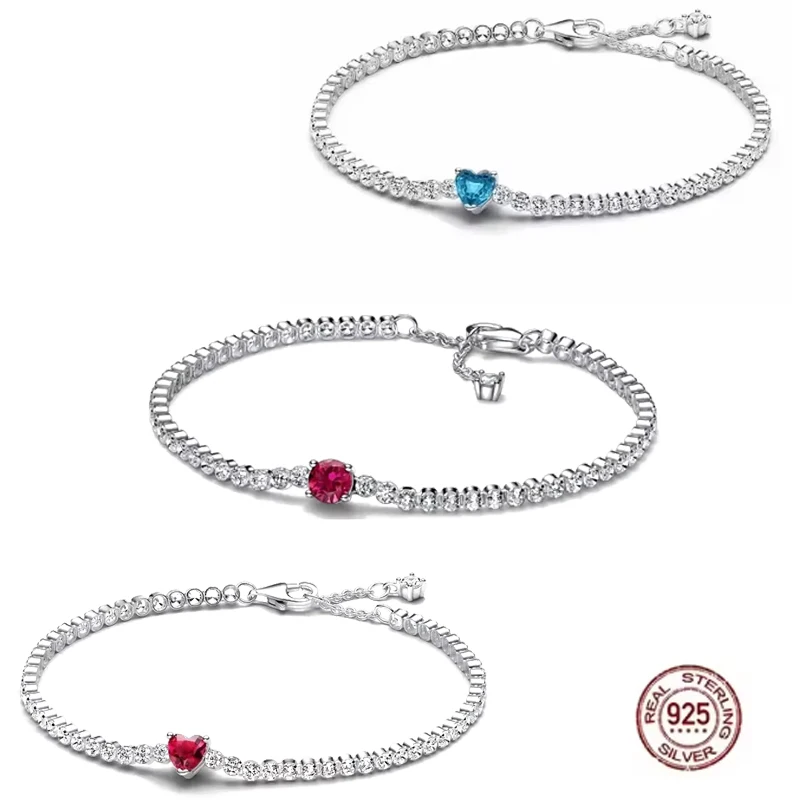 

Хит продаж, изысканный сверкающий теннисный браслет из стерлингового серебра 925 пробы для женщин, праздничные классические ювелирные изделия, очаровательный подарок