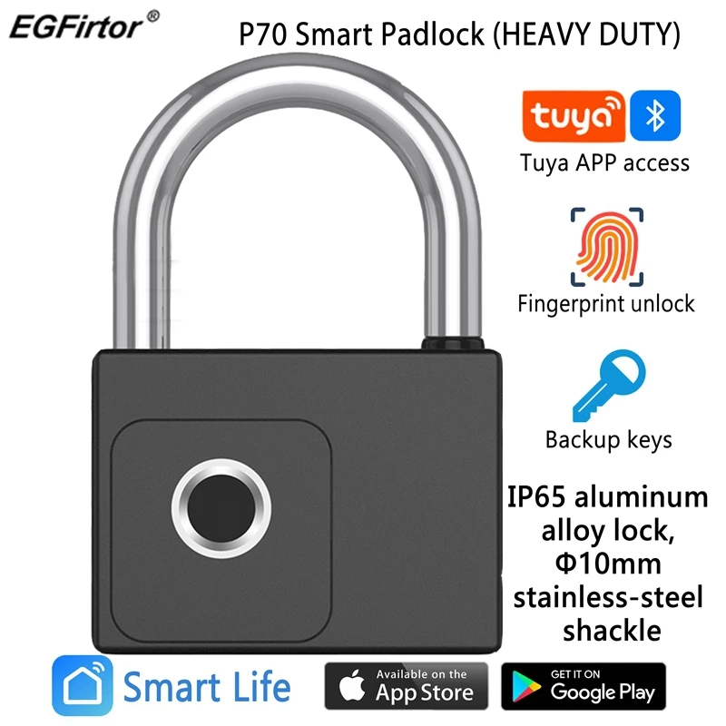 

Fingerprint Padlock Smart Keyless Tuya Bluetooth APP Anti-theft Luggage Case Lock For Android IOS System Unlock For Gym Backpack