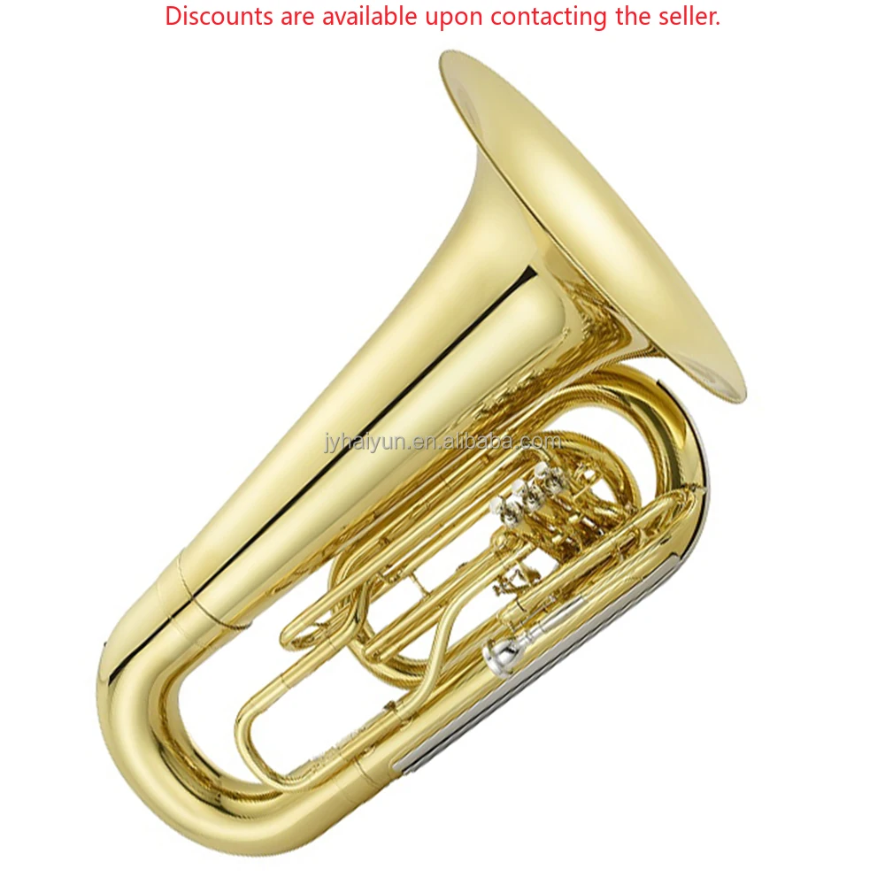 OEM Tuba Gold Lacquer 4 Pistons Marching Instrument with BB Key JYTU0754 Trumpet