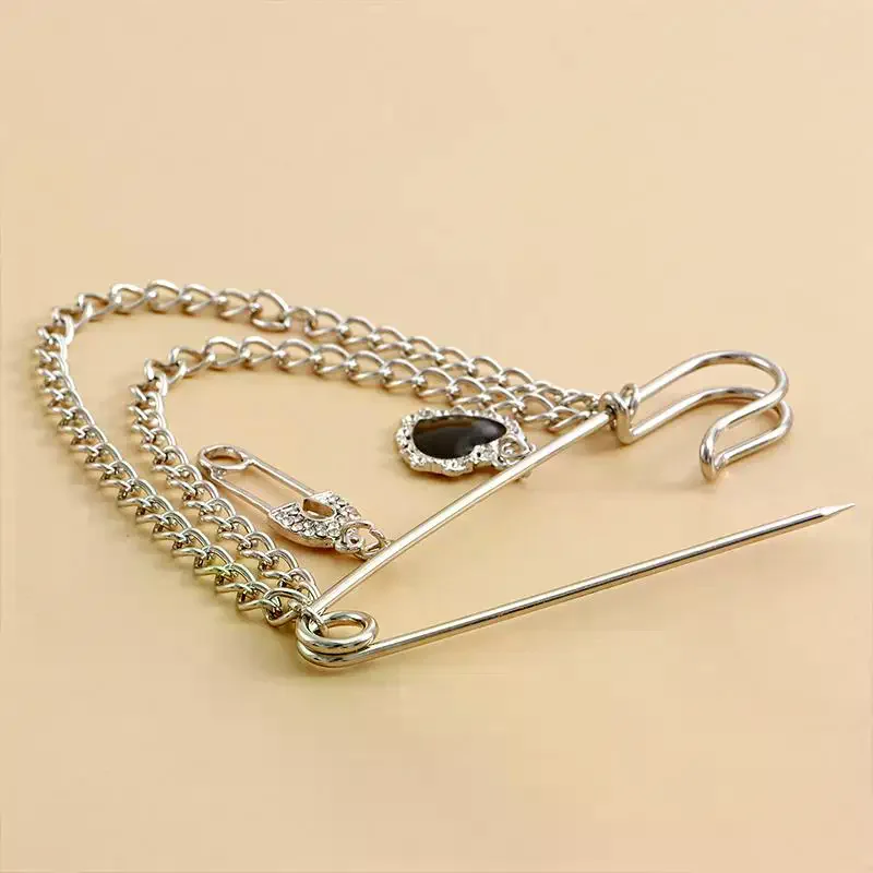 Broche Elegante de Pérolas com Corrente e Pingente, Alfinete de Roupa da Moda, Joia para Vestido, Bolsa de Cintura, Camisa, Acessórios Femininos