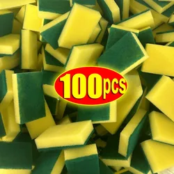 100/5Pcs Kitchen Dishwashing Sponge Soft Absorbent Clean Rub Pot Rust Scouring Pad Removing Scouring Pad Cleaning Brush Sponge