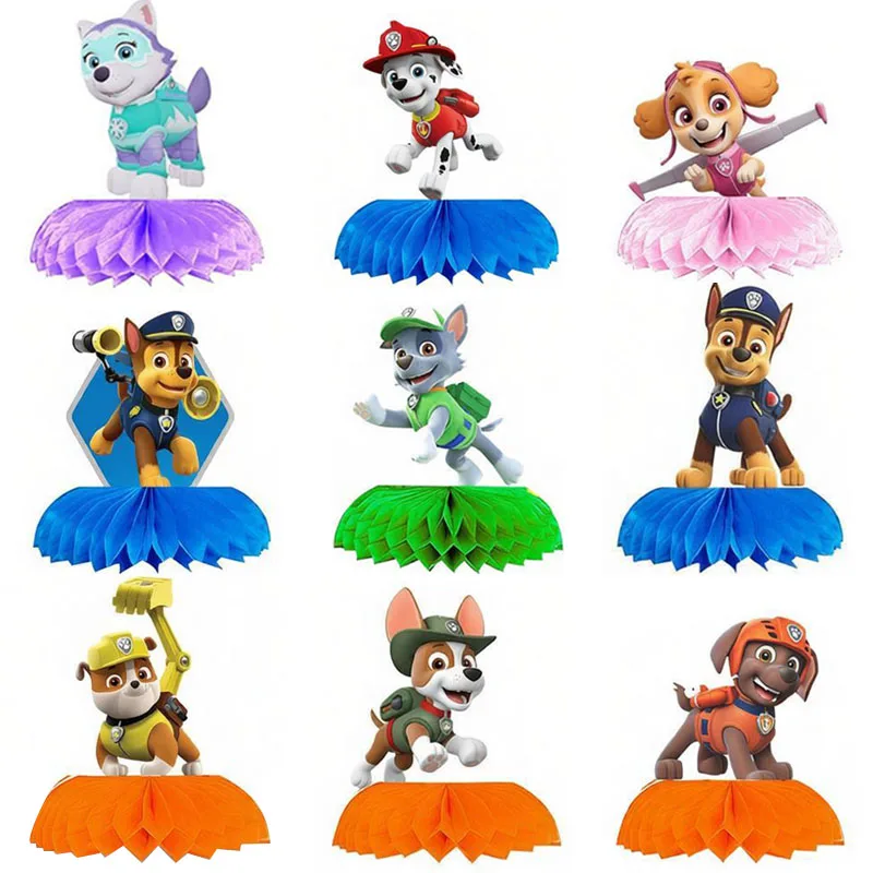Paw Patrol Honeycomb Team Mitglieder-Ornament für Festivalveranstaltungen, Partys, Themenfeiern, Szenen-Dekoration, Geschenkset