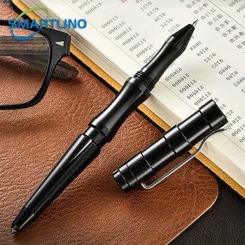 Penna tattica portatile per autodifesa, interruttore di vetro di emergenza, strumento EDC in lega di alluminio per penna a sfera per studenti da campeggio all'aperto