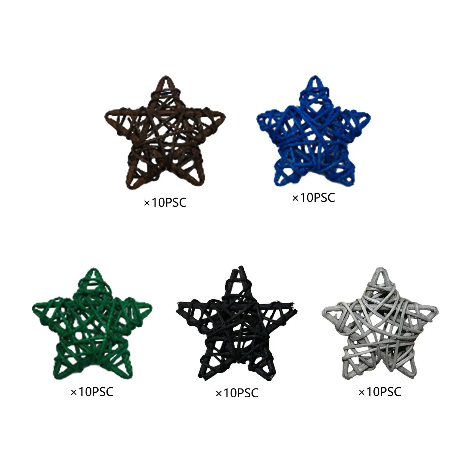 10x Christmas Star Pendants Rattan Party Festival Bridal Shower Ornament