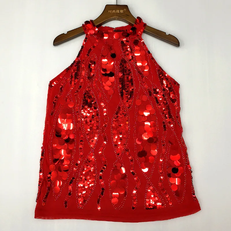 

Модные блестки, тяжелая эмалированная одежда для выступлений, сексуальные топы с подвесными рукавами для женщин, трансграничные