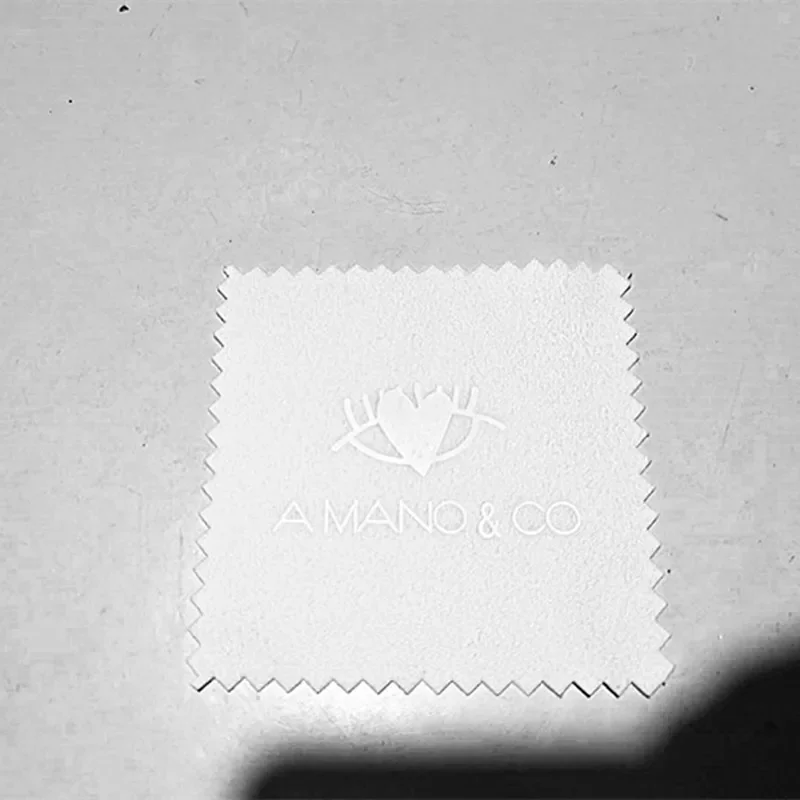 300-1000 stücke benutzer definiertes Logo 8x8cm Tiefdruck Schmuck Reinigung Poliert uch Messing polierer für Platin Silber Gold Reiniger