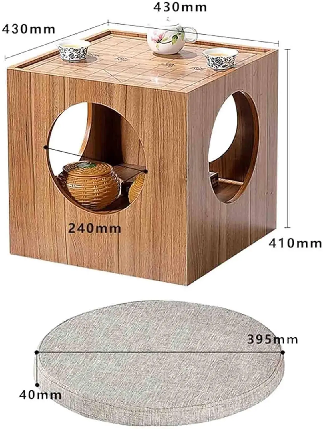 Low Table Small Coffee Table Wooden Chess Table Chess/Go Low Table,Chess Board Coffee Table,Multi-Functional Chess Table