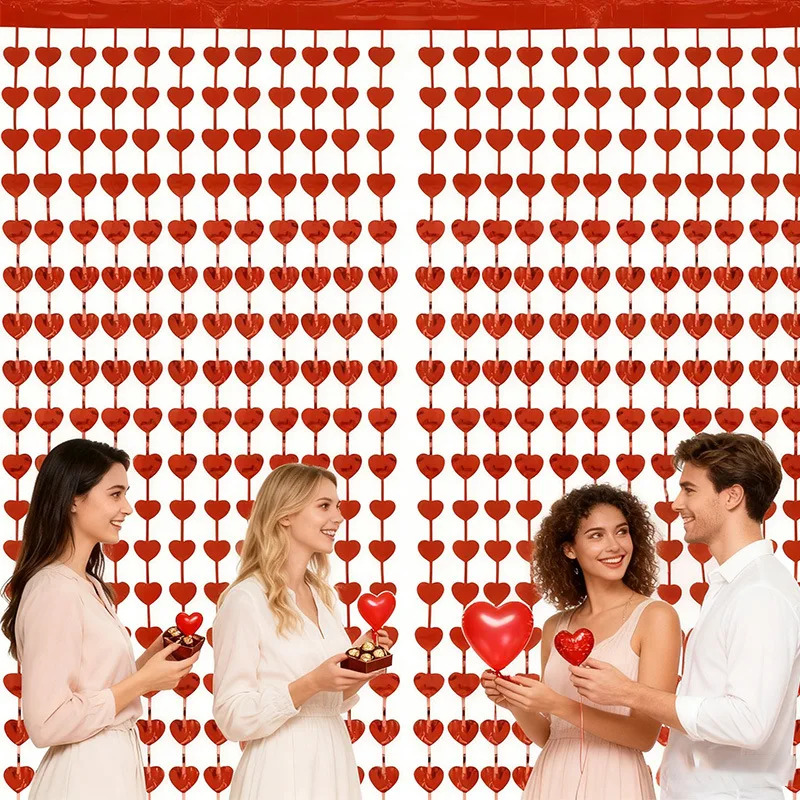 1pc Valentinstag Herz Hängen Vorhang Vorschlag Verlobung Hochzeit Jahrestag Party Tür Fenster Vorhang Party Dekoration