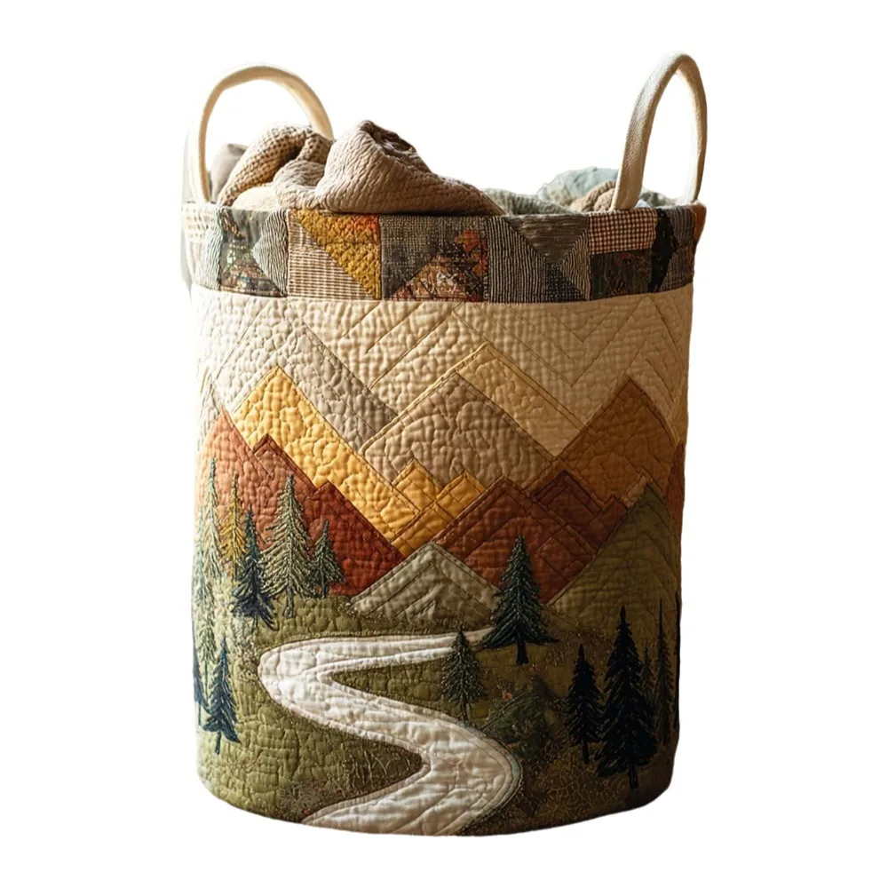 Multi Color Pattern Quilted Laundry Basket Large Capacity Folding Dirty Clothes Storage Basket with Handle Space Saving