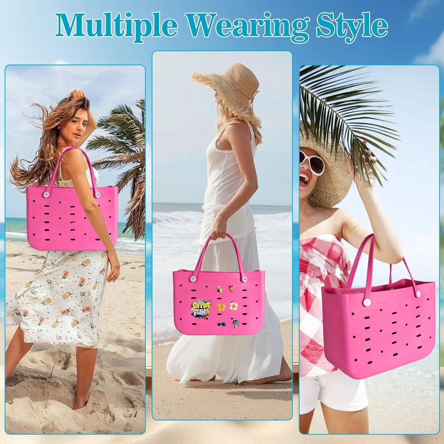 M/L/XL حقيبة شاطئية موضة إيفا مطاط مقاوم للمياه نزهة سلة التخزين السفر حقيبة يد للتسوق المرأة الكتف بلون حمل حقيبة