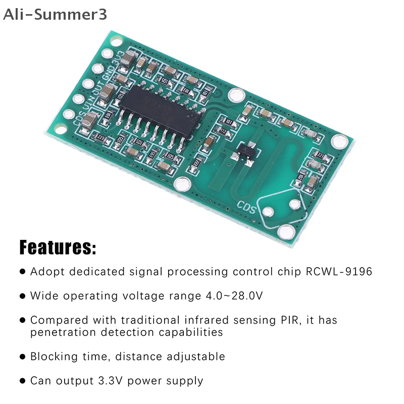 (YY)1Pc/5Pcs 2025 RCWL-0516 Modul Sensor Radar Microwave Modul Saklar Induksi Tubuh Manusia Sensor Cerdas Untuk Arduino DIY