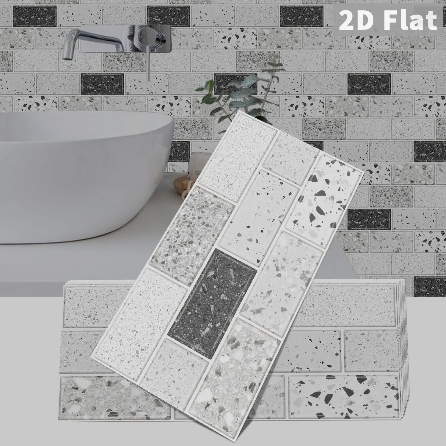 

Wall tile self-adhesive waterproof 2D flat sticker splash proof sticker, suitable for kitchen and bathroom interior decoration