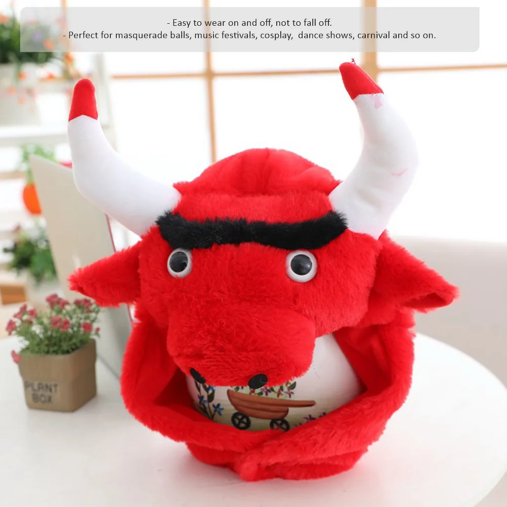 

Cow Head Hat Funny Cosplay Headwear For Masquerade Festival Carnival Party Photo Props Stuffed Animal Hat Accessory