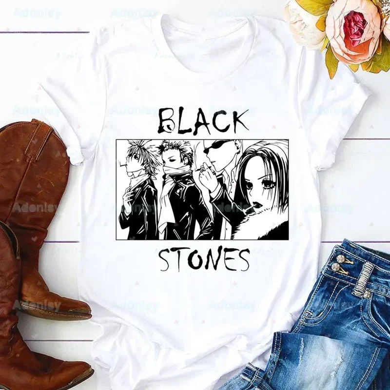 

Футболки Black Stones NANA Osaki Ren Honjo, мужские летние футболки с рисунком, забавные рубашки для женщин, футболки с круглым вырезом, топы в стиле Харадзюку