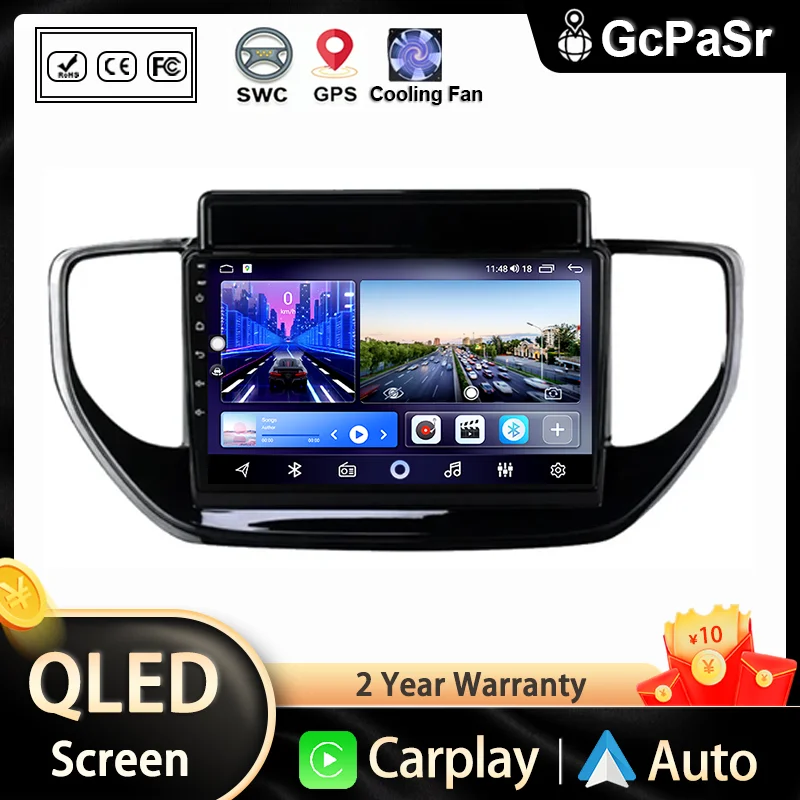 

Car Android For Hyundai Solaris 2 II 2020 - 2021 GPS Navigation Dash Cam Multimedia Player High-performance CPU Screen No 2Din