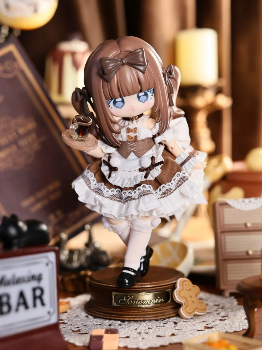 Одежда для кукол BJD 1/8 1/12 OB11, серия цельных костюмов горничной, легкий стиль, платье горничной кофейного цвета, аксессуары для кукол.