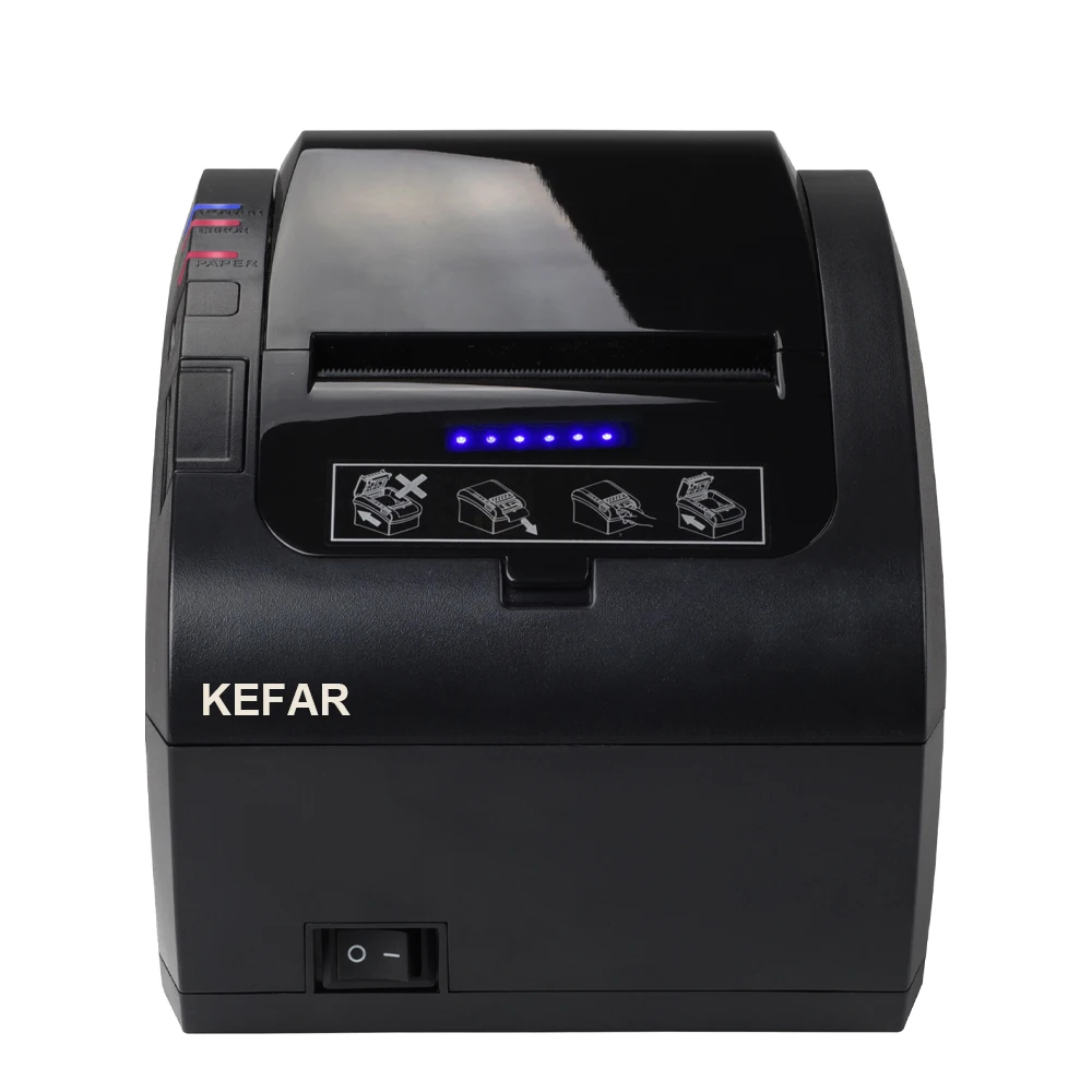 KEFAR 80mm Professional Kitchen Printer POS Thermal Receipt Printer 300mm/s with Flash LED light and Big Voice Beeper KR-606