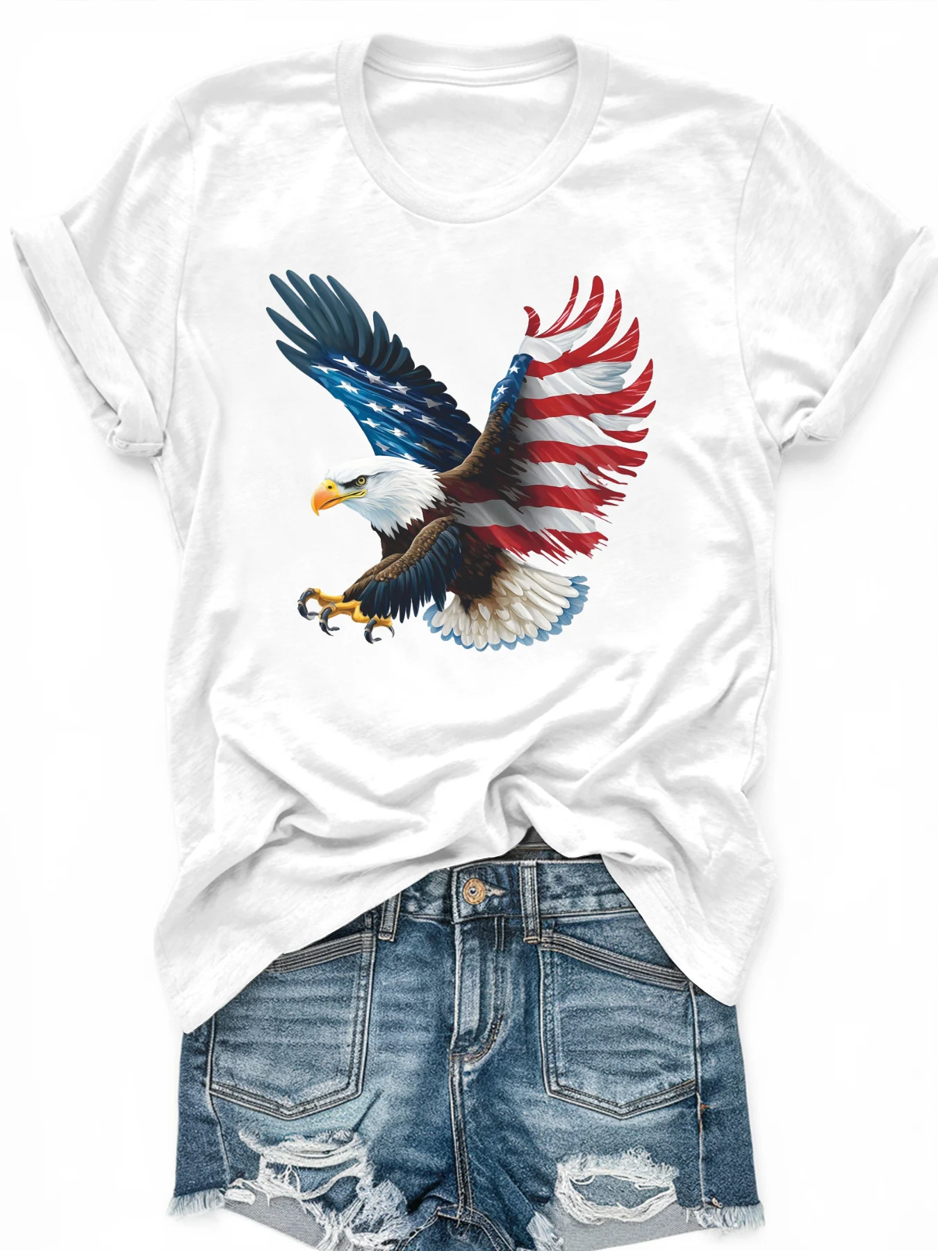 

Women's PLUS-size Printed Short-sleeved T-shirt, Loose and Casual, Soft, Comfortable and Breathable, Outdoor Sports