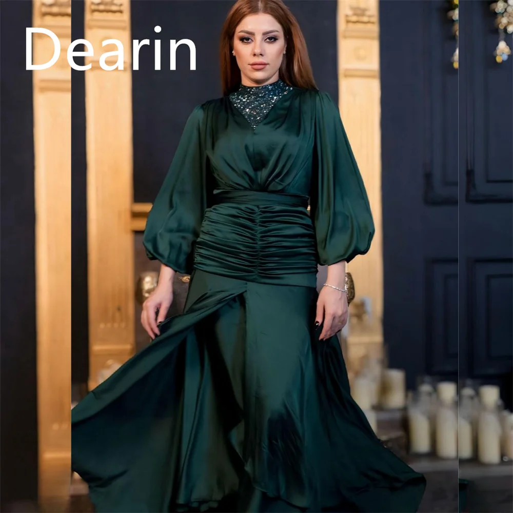 

Customized Evening Gown Dearin High Collar Column Floor Length Skirts Vertically Bespoke Occasion Dresses Formal Prom Dress Saud