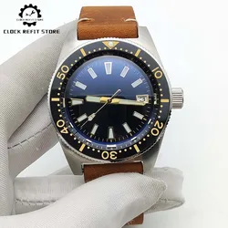 Casual Stylish Durable Men's Watch with Sapphire Glass and NH35 Movement Night Sterile Dial Brown Strap Waterproof Watch