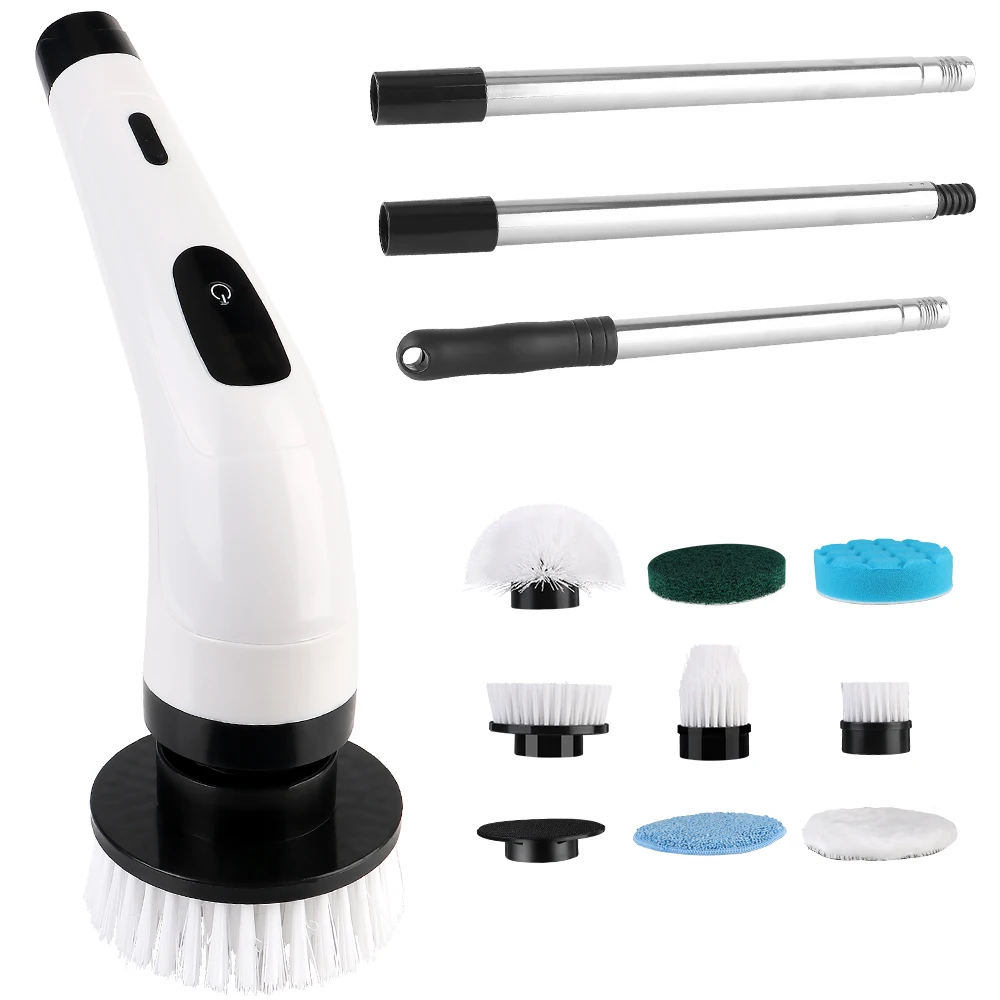 

С удлинителем ручки, электрическая шайба для автофургона, щетина, щетки для полировки, губка, подушечка для автомобильного сиденья, очиститель лобового стекла, ступица колеса, чистая щетка