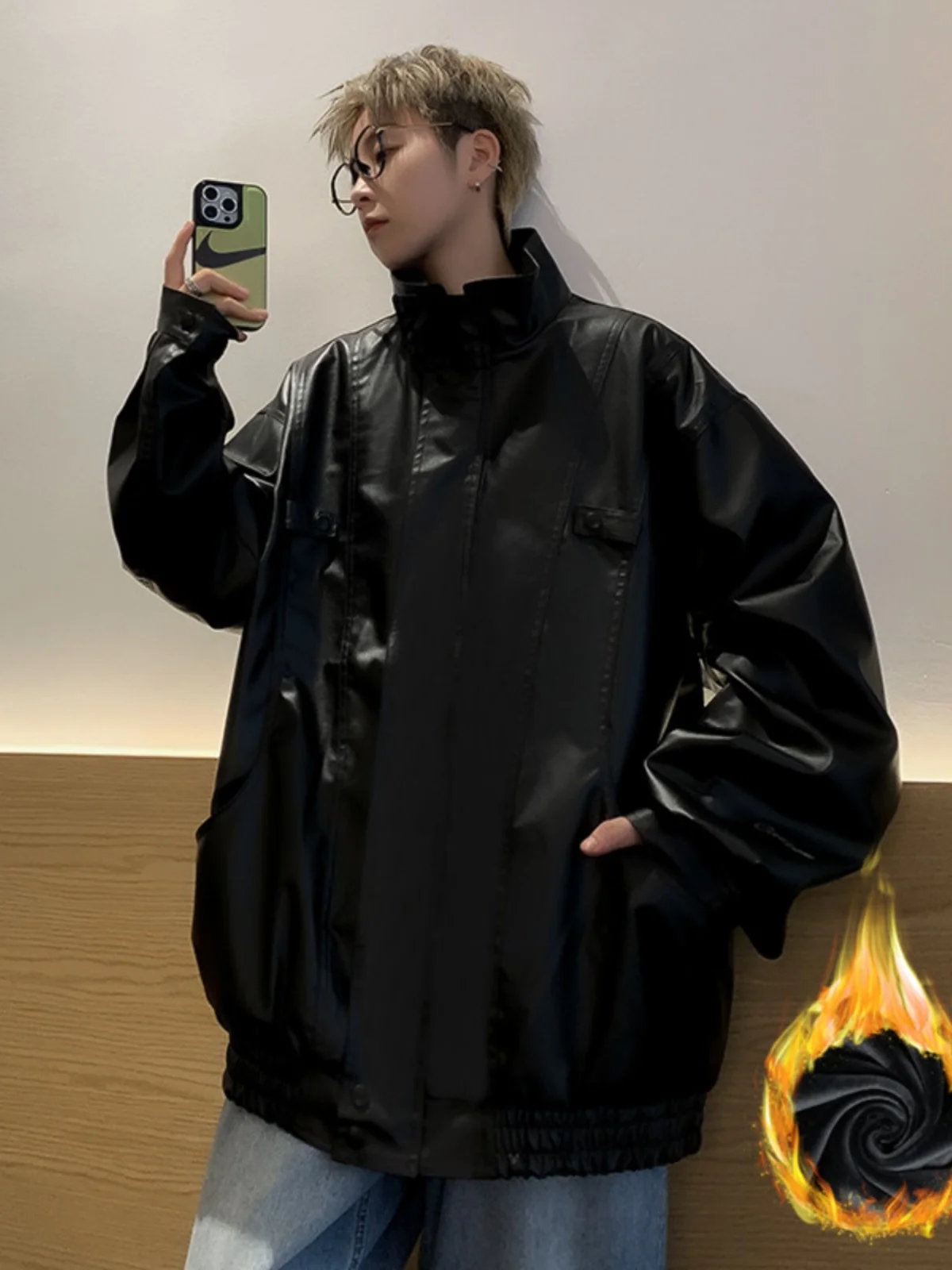 

Мужская кожаная куртка-пилот American Style для мотоциклистов, осенне-зимняя, утепленная, с воротником-стойкой, хлопковая, модный бренд