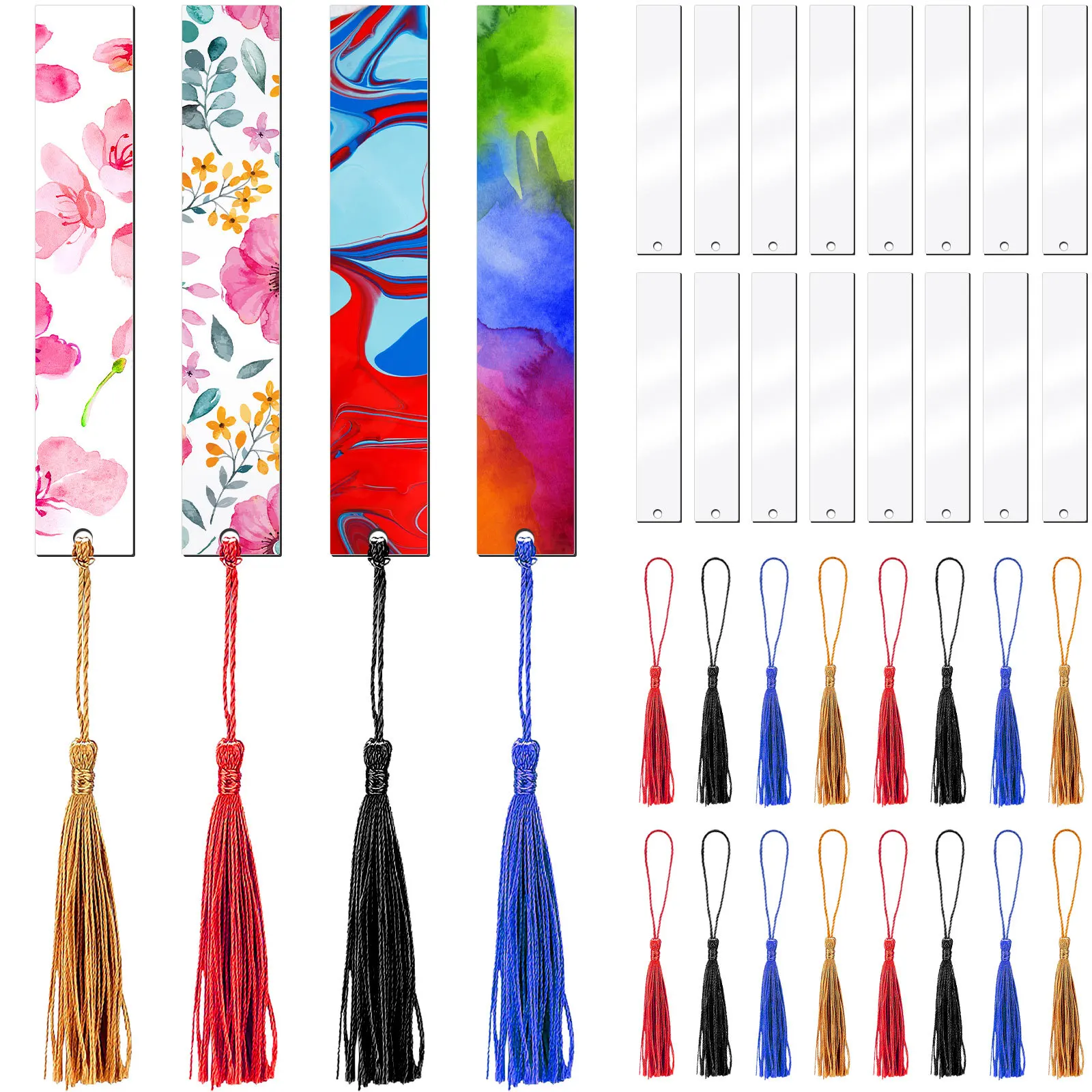 

Acrylic Bookmarks Clear Blank DIY Craft Tags Vintage Style Retro Office School Supplies Student Gift Set Tassel Markers