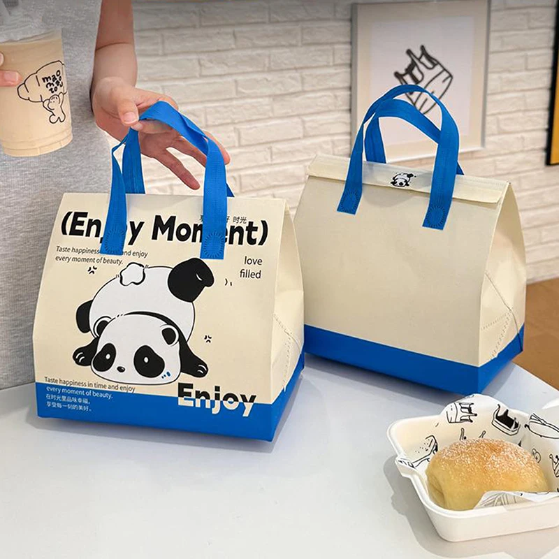 1 Pcs Large Panda Pattern Insulated Food Delivery Bag Commercial Grade Reusable Food Transport Tote for Delivery