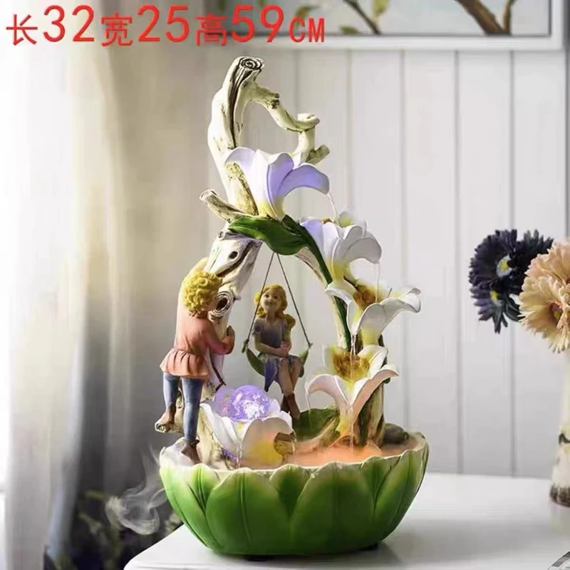 

European resin swing couple water fountain wedding gift living room decoration indoor water feature ornament