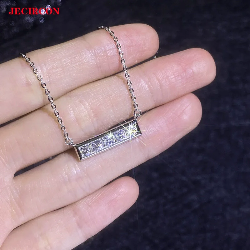 

Ожерелье JECIRCON из стерлингового серебра 925 пробы с муассанитом, минималистичная подвесная цепочка на ключицу, нишевые роскошные 1-каратные украшения для женщин
