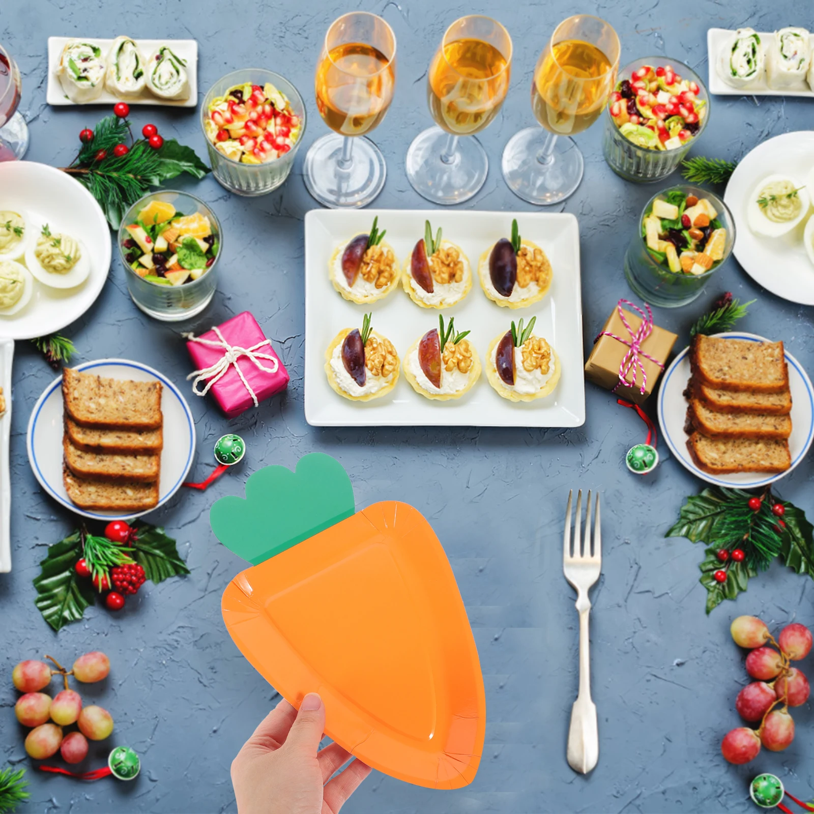 

24 Pcs Carrot Paper Plate Shape Cute Plates Spring Food Party Convenient Dinner Cake