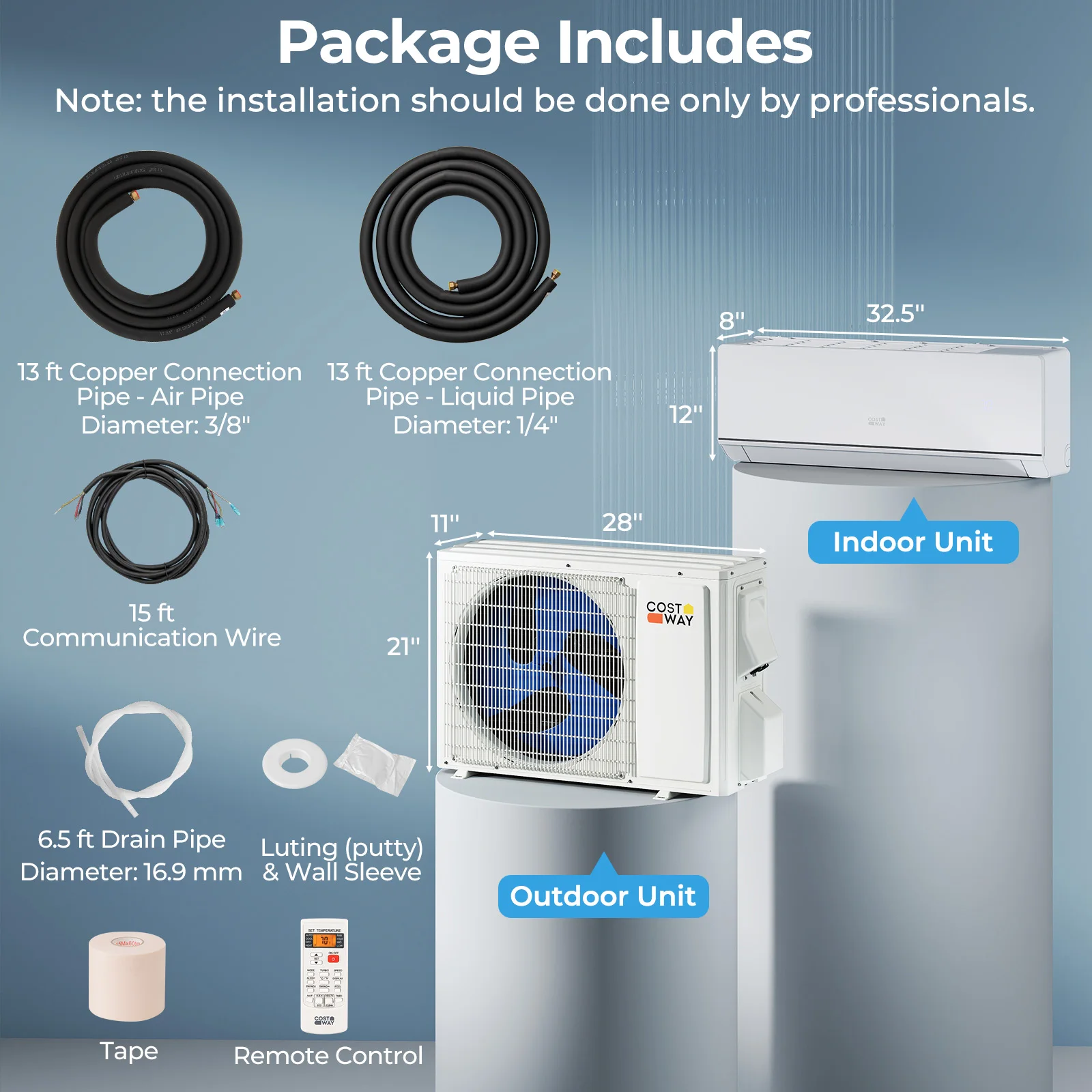 18000 BTU Mini Split Air Conditioner & Heater 25 SEER2 208-230V AC Unit