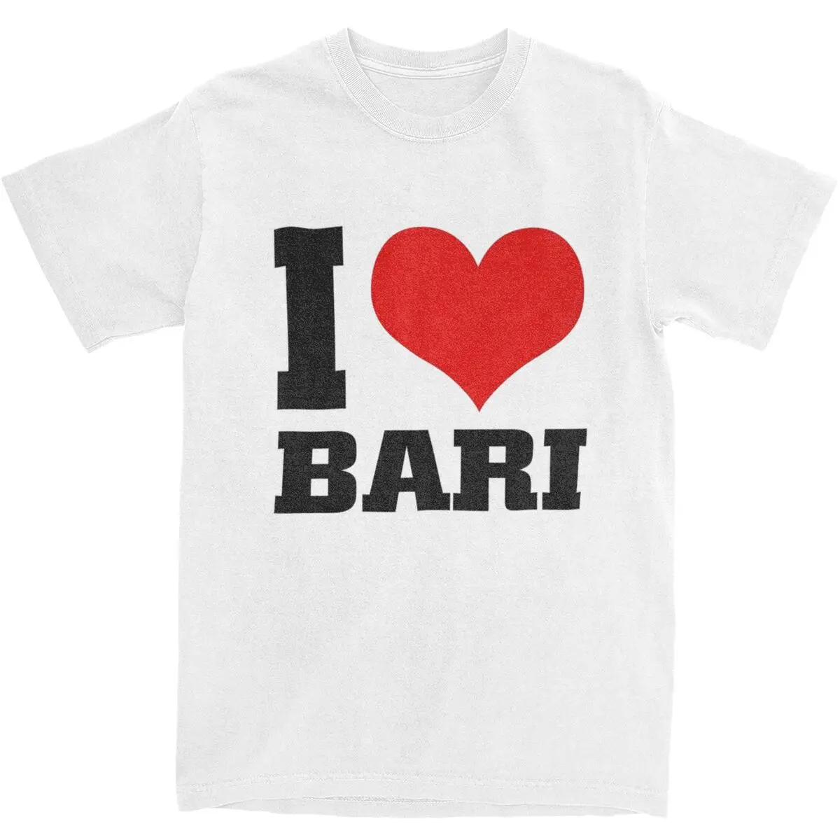 I Love BARI Manga curta Vintage T-shirt, Novidade Tees, 100% algodão, gola redonda, Top extragrande, Verão