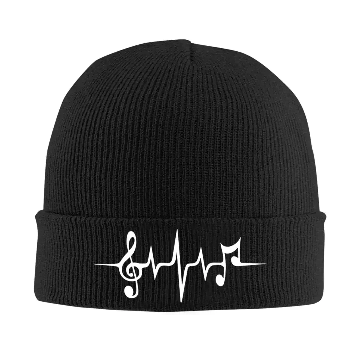 Music Pulse, Notes, Clef, Frequency, Wave, Sound, Dance Warm Knitted Cap Hip Hop Bonnet Hat Autumn Winter Outdoor Beanies Hats