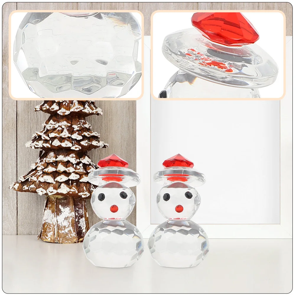 

3Pcs Christmas Snowman Decor Warm Atmosphere Desktop Ornament for Bedroom Living Room Shelf Display Crystal Snowman Figurine