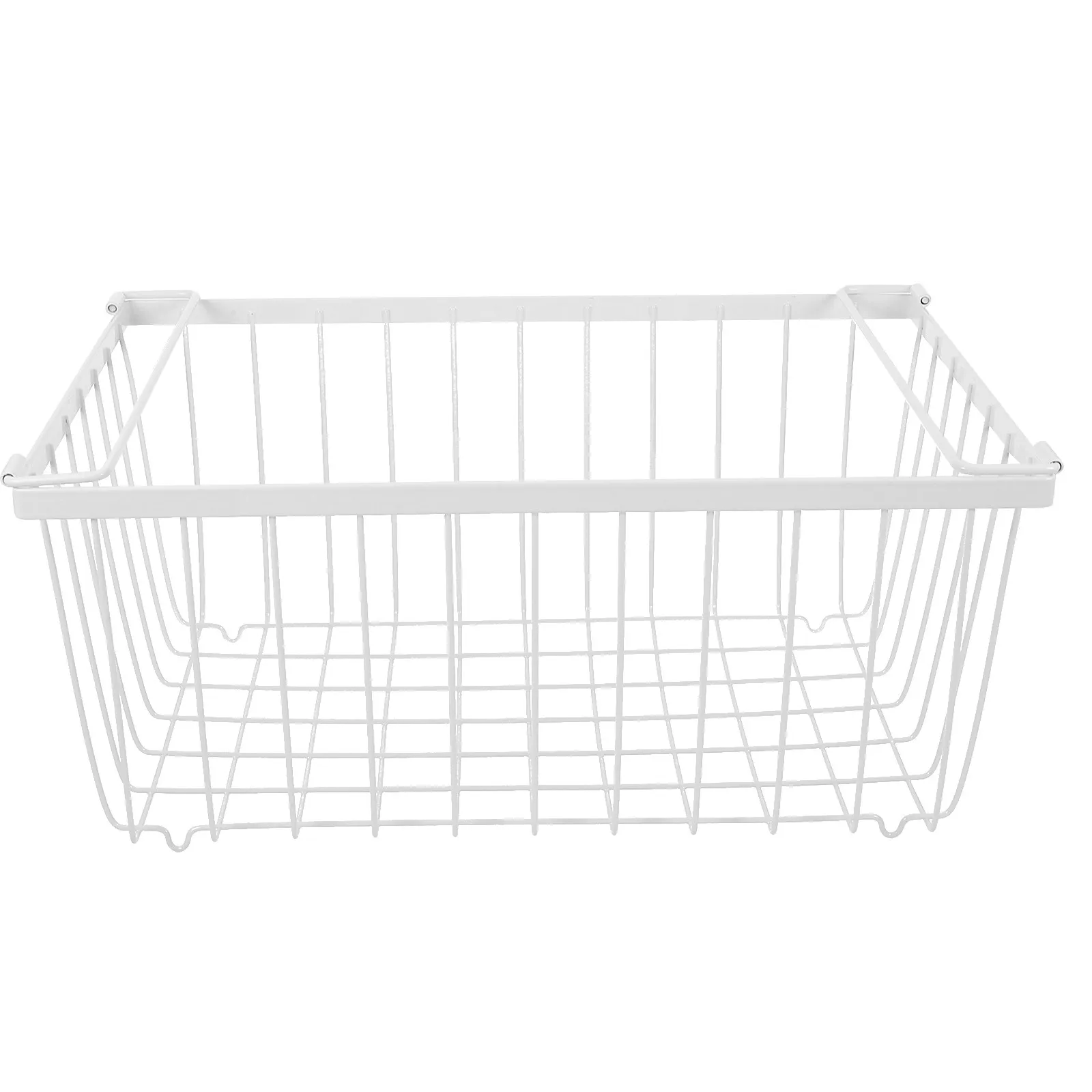 

Freezer Organizer Bin Metal Wire Basket Folding Handles Deep Chest Upright Stackable Storage Container Hanging Rack Large Wire