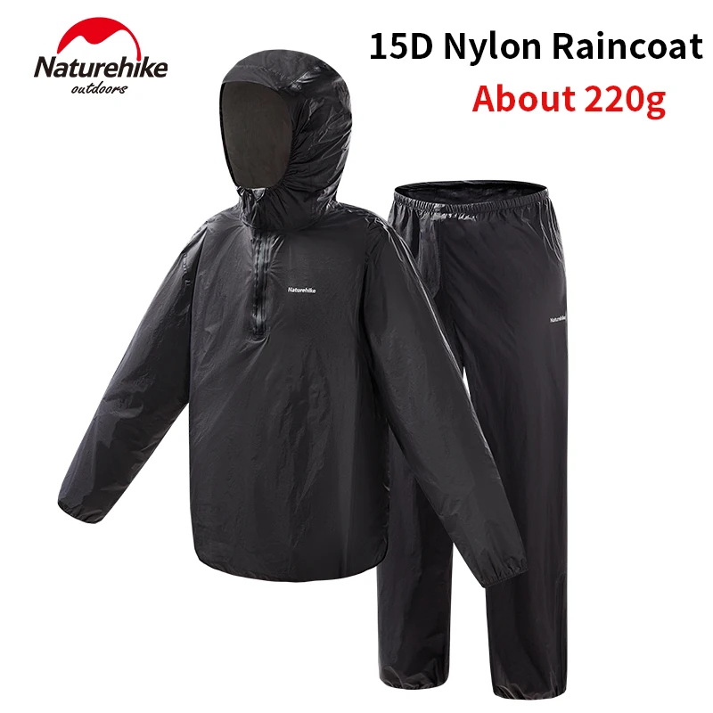 Naturehike Split Raincoat Set 220g Ultralight Portable Rainproof 15D Nylon Cycling Fishing Waterproof Motorcycle Jacket Pants