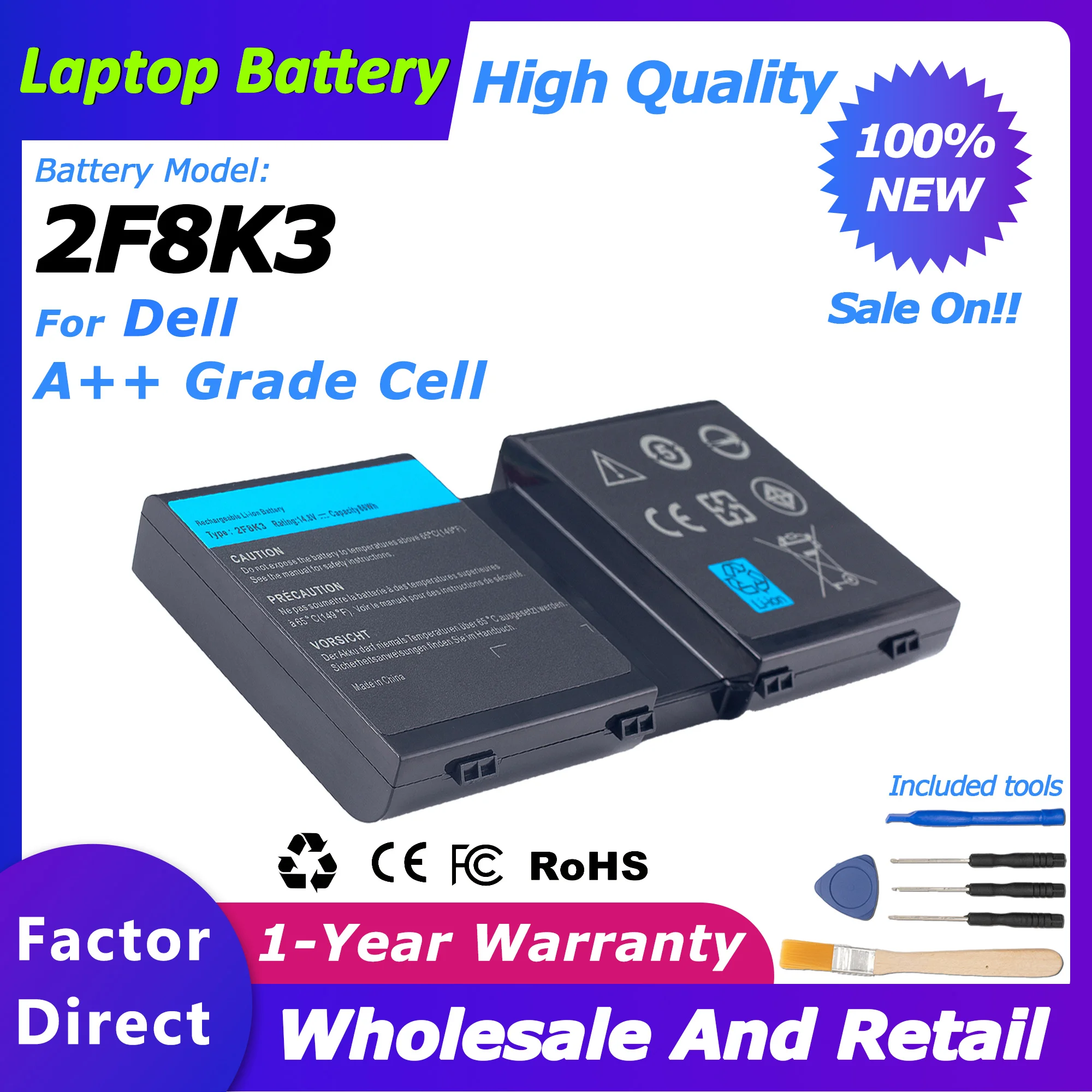 

2F8K3 New 86Wh Laptop Battery Li-ion For Dell Alienware 17 17X M17X Alienware R3 Notebook KJ2PX G33TT In Stock