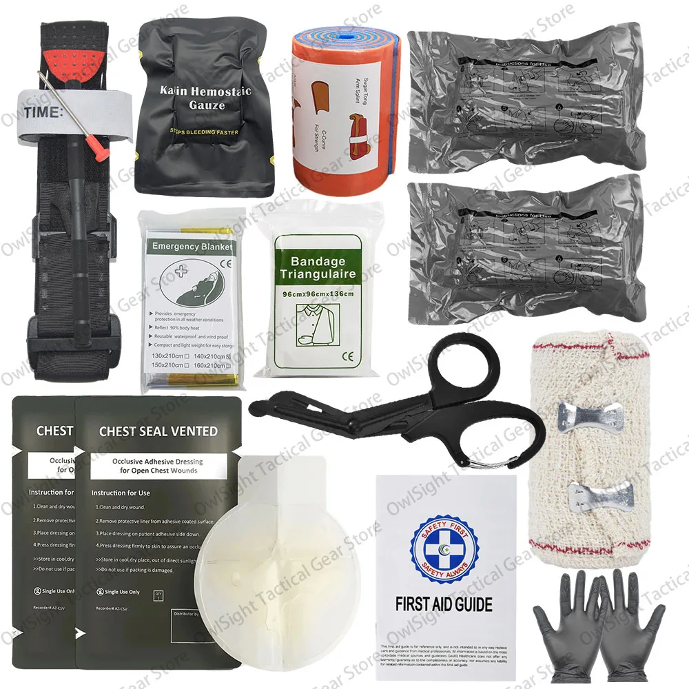 

Trauma Kit Emergency First Aid Stop The Bleed IFAK Refill Supplies Combat Survival Gear Medical Kit