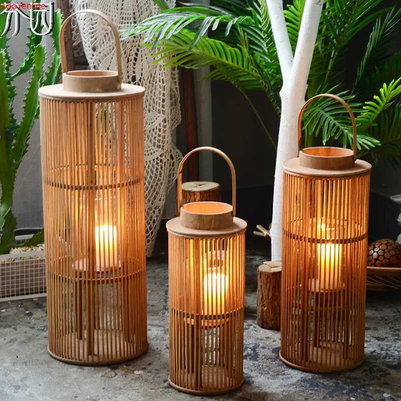 Candle Holder Handwork Garden Farmhouse Design Bedroom Outdoor Candle Holder Wall Bamboo Mariage Decoration Living Centerpieces