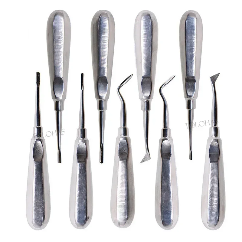 مجموعة أدوات طب الأسنان الأسنان المنحنية الجذر مسدس مقبض استخلاص الأسنان الكبار الأسنان الأسنان مصعد 13 قطعة #2