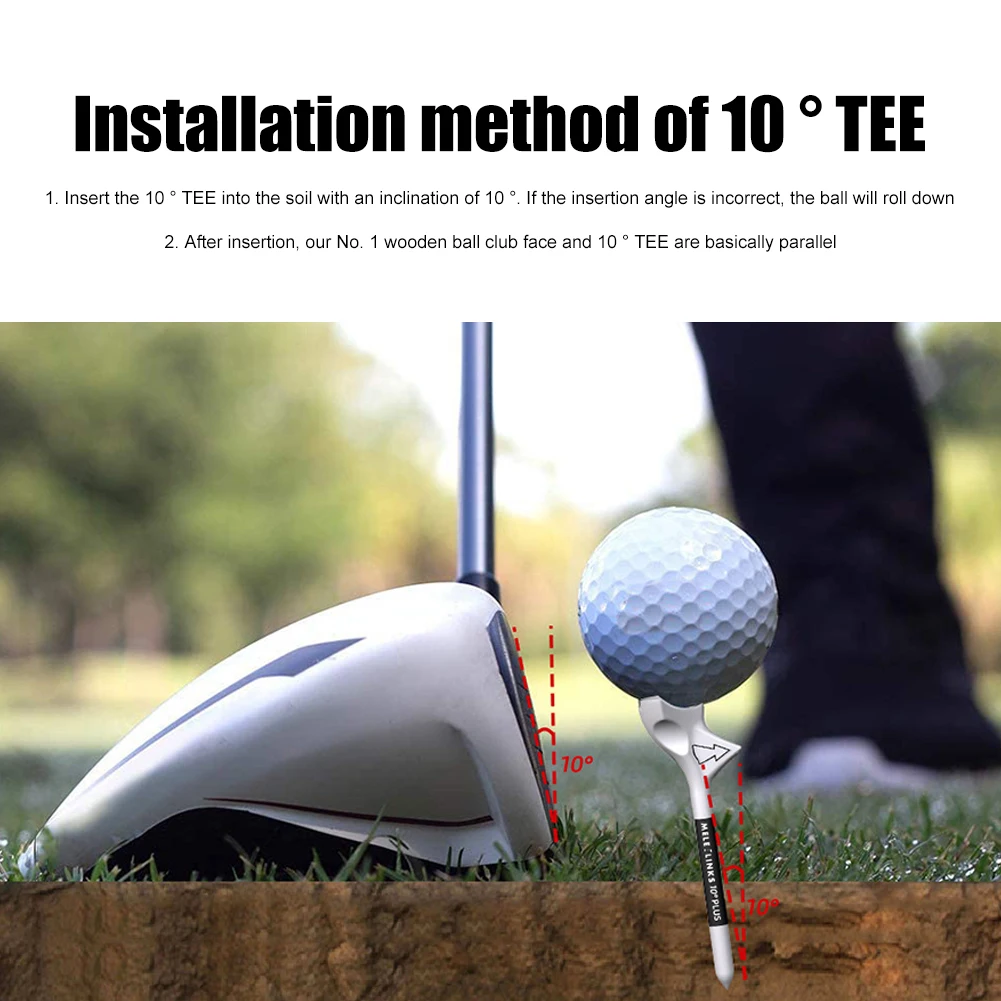 Golf Tees 10 degree Diagonal Insert Golf Ball Holder Increases Speed Golf Training Ball Tee with Package Golf Gift Accessories