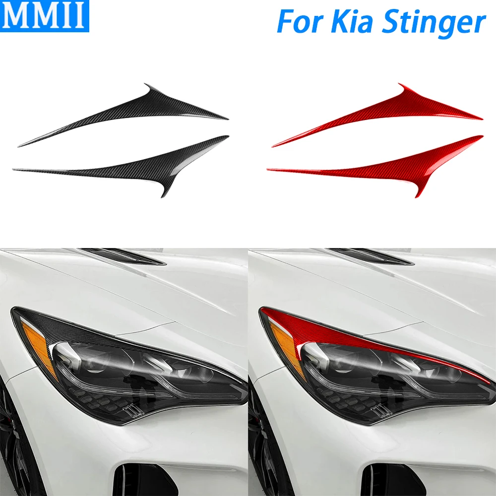 

For Kia Stinger K8 2018-2023 Car Accessories Real Carbon Fiber Headlight Eyebrow Eyelid Trim MS Style Cover Trim Modification