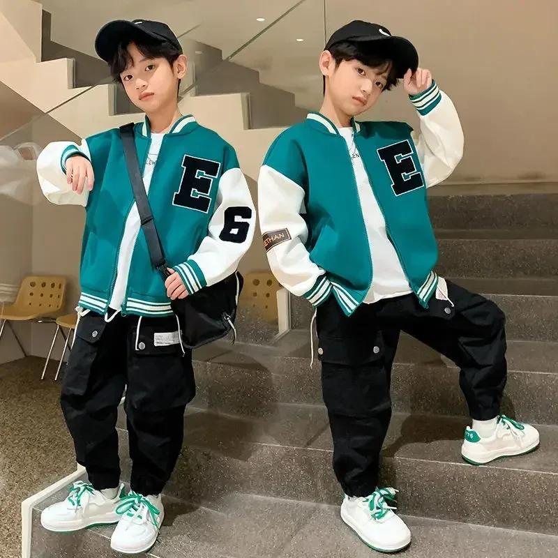 1 2 3 4 5 6 7 8 Years Baby Boys Baseball Jacket Spring Autumn New Fashion Letter Sports Coat For Boy Outerwear Children Clothing