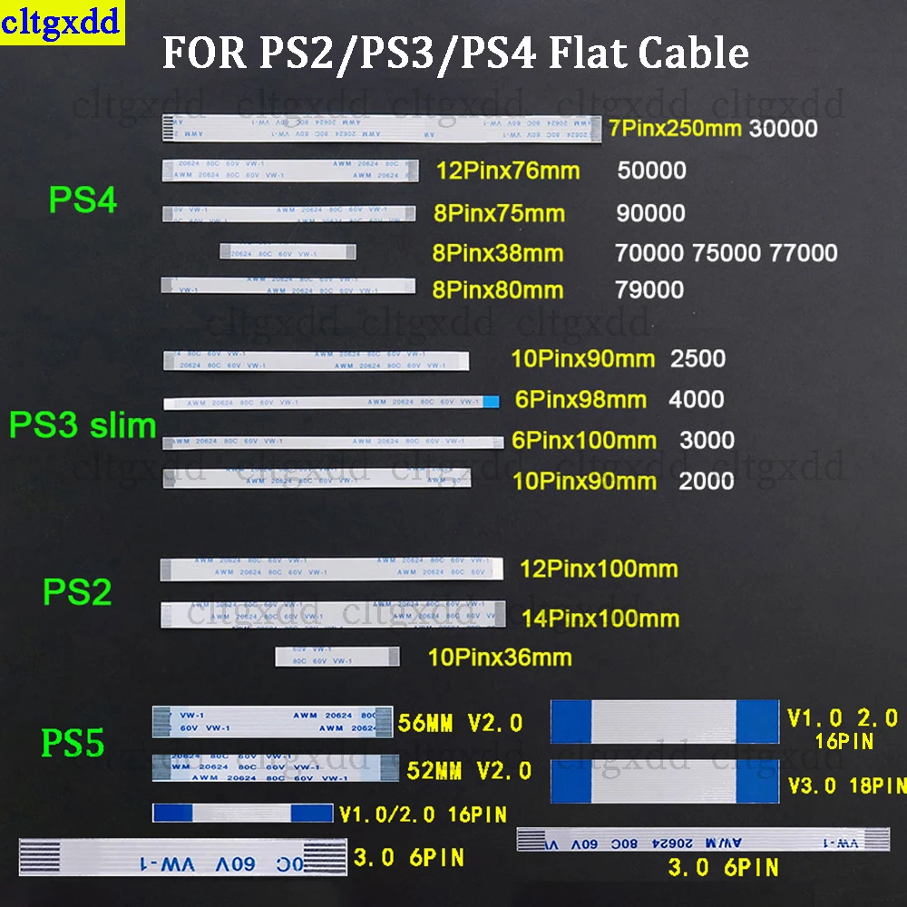 

5piece FOR PS2/PS3/PS4/PS5 controller ultra-thin 6/10/12/14/16/18 pin touchpad v1.0 2.0 3.0 flexible ribbon cable power supply