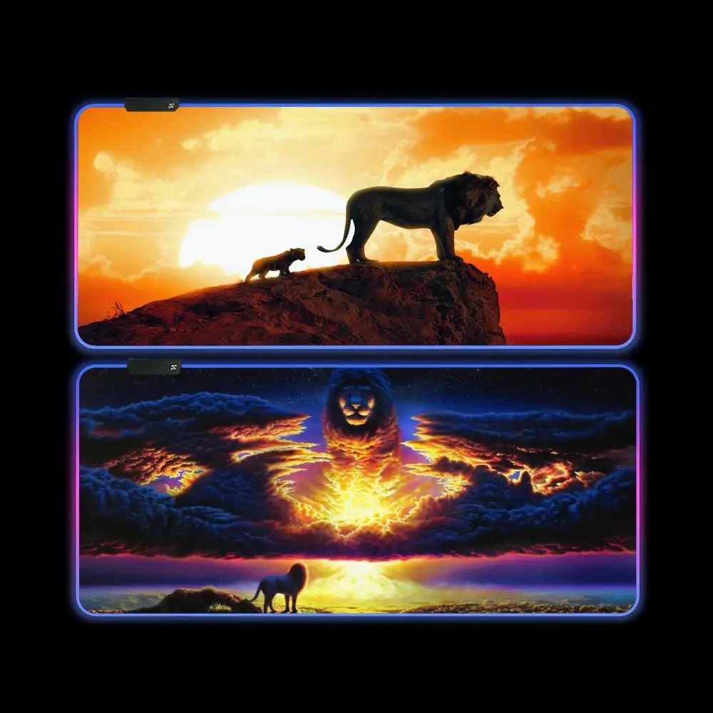 Disney's Mufasa The Lion King MINISO Mouse Pad E-sports players LED RGB Keyboard Cover Desk mat Colorful Surface Waterproof Comp