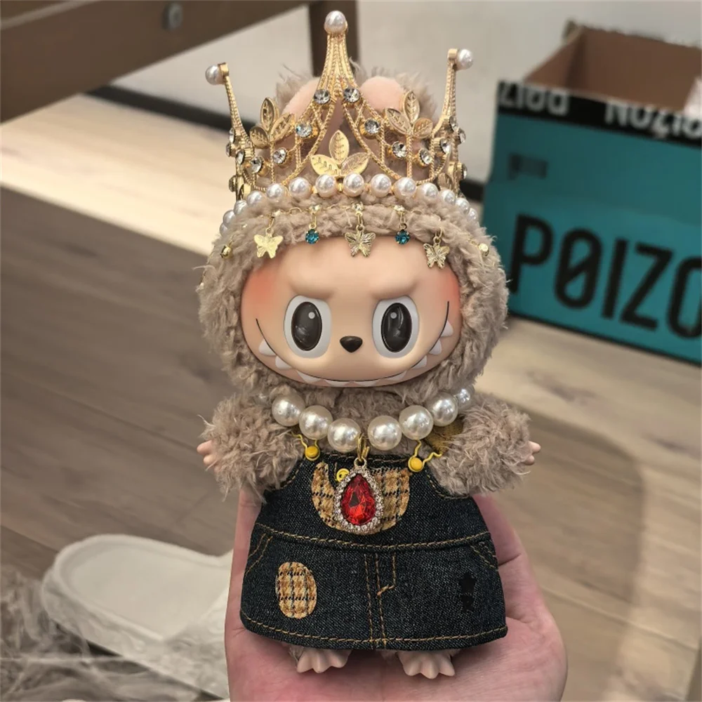 

New Fashion For Labubu Doll Clothes V1 V2 V3 Generation Labubu Crown denim skirt Clothes Gift Labubu With Accessories No Doll