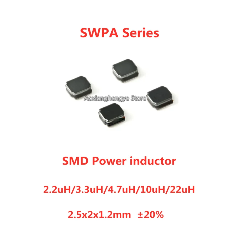 20pcs 252012 Surface mount wire wound type SMD Power inductor 2.2uH 3.3uH 4.7uH 10uH 22uH SWPA Series 2.5x2x1.2mm 2.2uH ±20%