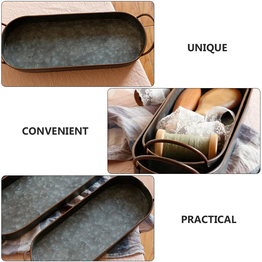 

1pc Iron Tray Oval Wrought Metal Pallet For Food Photography Home Kitchen Garden Decoration Sundries Storage Holder Table Pastry