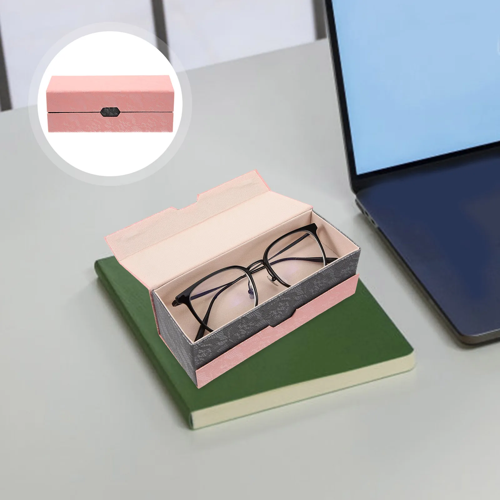 

Sunglasses Eyeglasses Storage Box Fabric Slim Double Layer Foldable Soft Portable For Women Men Fits All Sizes
